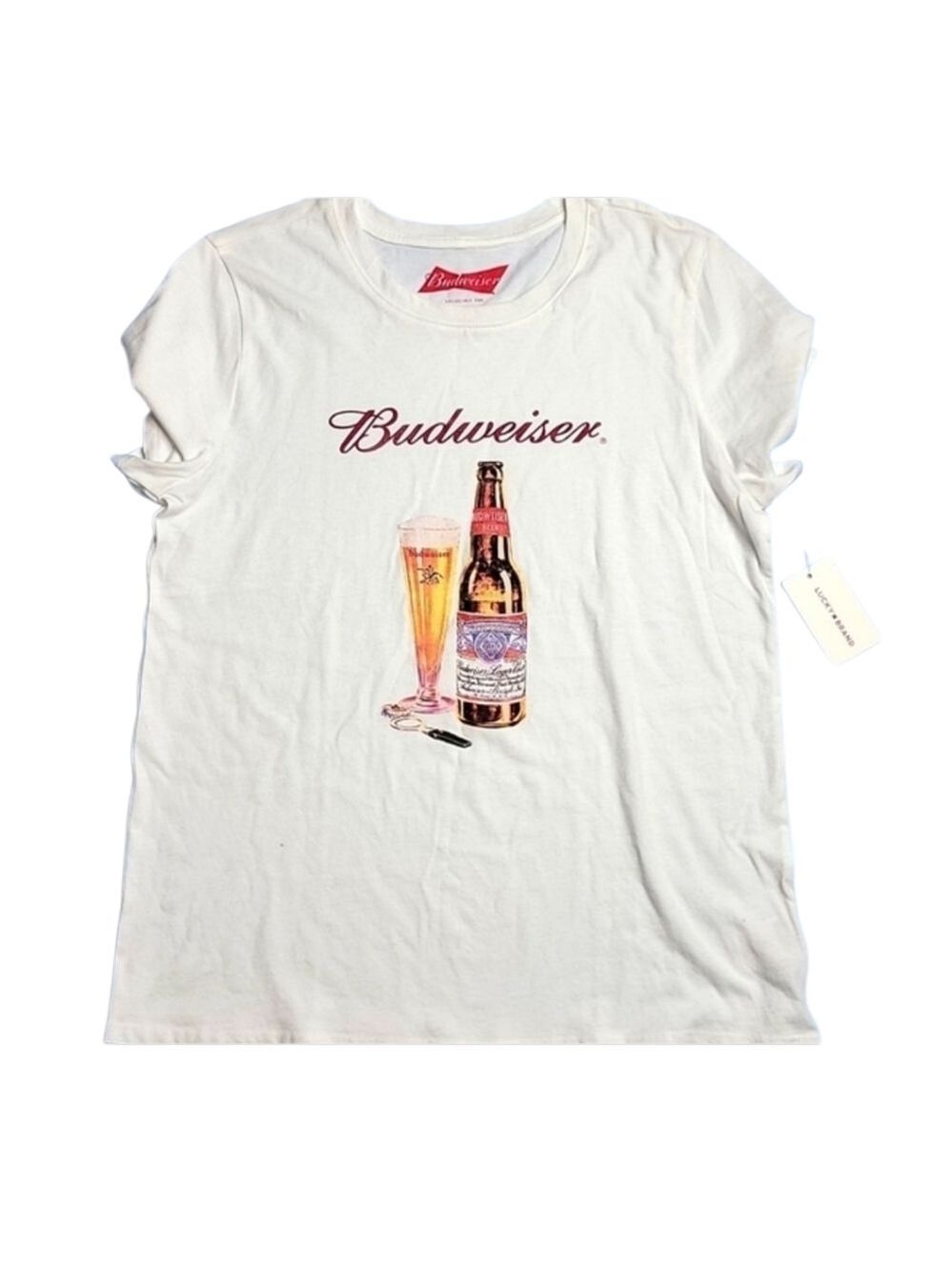 Lucky Brand Budweiser Red and Gold Logo T-Shirt - Picture 4 of 6